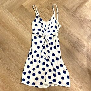 H&M, XS, white with blue dots.